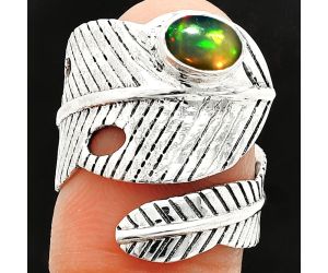 Adjustable Feather - Black Ethiopian Opal Ring size-6 SDR237091 R-1473, 5x7 mm