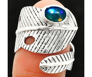 Adjustable Feather - Black Ethiopian Opal Ring size-8 SDR237092 R-1473, 5x7 mm