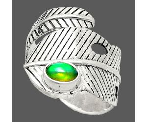 Adjustable Feather - Ethiopian Opal Ring size-8.5 SDR237100 R-1473, 5x7 mm