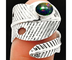 Adjustable Feather - Black Ethiopian Opal Ring size-8.5 SDR237101 R-1473, 5x7 mm