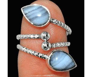 Adjustable - Blue Lace Agate Ring size-5 SDR237131 R-1724, 6x9 mm
