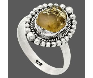 Yellow Scapolite Rough Ring size-6 SDR237138 R-1154, 7x9 mm