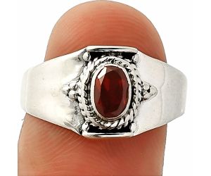 Hessonite Garnet Ring size-9 SDR237185 R-1397, 4x6 mm