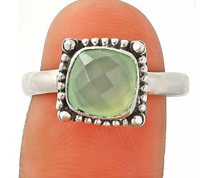 Milky Chalcedony Checker Briolette Ring size-8.5 SDR237243 R-1725, 8x8 mm