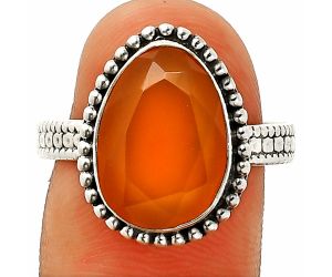 Faceted Carnelian Ring size-9 SDR237283 R-1071, 10x14 mm