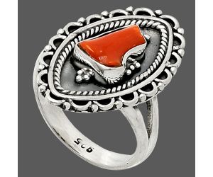 Coral Stick Ring size-6.5 SDR237300 R-1557, 6x9 mm