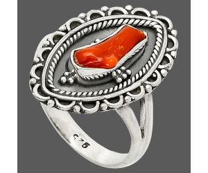 Coral Stick Ring size-9 SDR237312 R-1557, 4x11 mm