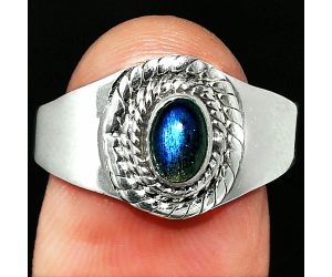 Blue Labradorite Ring size-9 SDR237352 R-1278, 4x6 mm