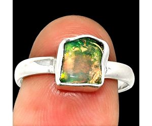 Ethiopian Opal Rough Ring size-7 SDR237364 R-1001, 7x8 mm