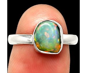 Ethiopian Opal Rough Ring size-7.5 SDR237369 R-1001, 8x9 mm