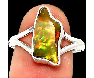 Ethiopian Opal Rough Ring size-9 SDR237370 R-1002, 7x16 mm