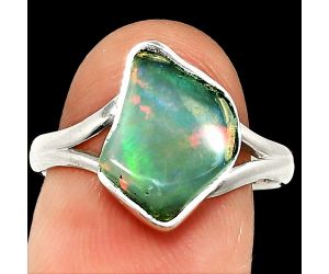 Ethiopian Opal Rough Ring size-8.5 SDR237374 R-1002, 9x13 mm