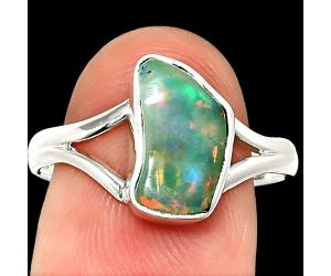 Ethiopian Opal Rough Ring size-9 SDR237379 R-1002, 7x12 mm