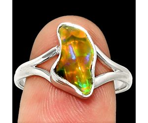 Ethiopian Opal Rough Ring size-9 SDR237384 R-1002, 7x13 mm