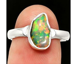 Ethiopian Opal Rough Ring size-8 SDR237387 R-1001, 6x11 mm