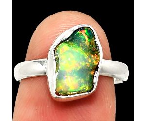 Ethiopian Opal Rough Ring size-7 SDR237389 R-1002, 8x12 mm