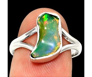 Ethiopian Opal Rough Ring size-8 SDR237393 R-1002, 7x13 mm