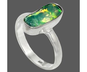 Ethiopian Opal Rough Ring size-8 SDR237394 R-1001, 6x13 mm