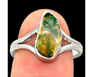 Ethiopian Opal Rough Ring size-8 SDR237395 R-1002, 6x13 mm