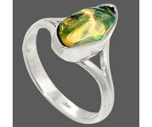 Ethiopian Opal Rough Ring size-8 SDR237395 R-1002, 6x13 mm