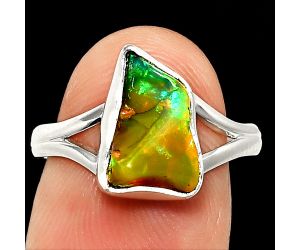 Ethiopian Opal Rough Ring size-7.5 SDR237396 R-1002, 8x12 mm