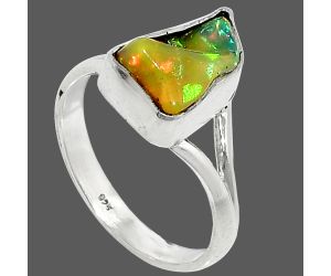 Ethiopian Opal Rough Ring size-7.5 SDR237396 R-1002, 8x12 mm