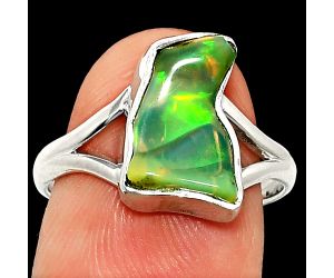 Ethiopian Opal Rough Ring size-7.5 SDR237399 R-1002, 8x13 mm