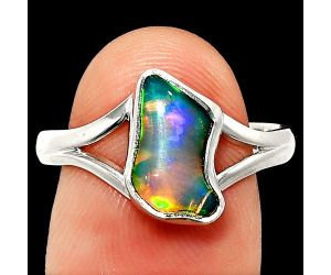 Ethiopian Opal Rough Ring size-9 SDR237400 R-1002, 7x12 mm