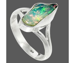 Ethiopian Opal Rough Ring size-7.5 SDR237401 R-1002, 6x14 mm