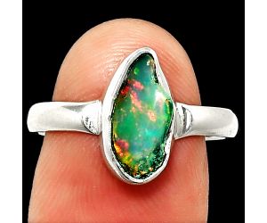 Ethiopian Opal Rough Ring size-9 SDR237403 R-1001, 6x12 mm