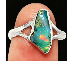 Ethiopian Opal Rough Ring size-8 SDR237404 R-1002, 7x14 mm