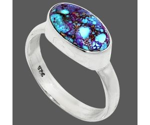 Kingman Purple Dahlia Turquoise Ring size-7 SDR237406 R-1057, 7x12 mm