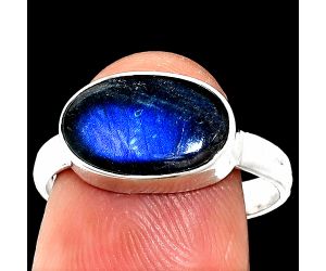 Blue Fire Labradorite Ring size-8.5 SDR237438 R-1057, 8x13 mm