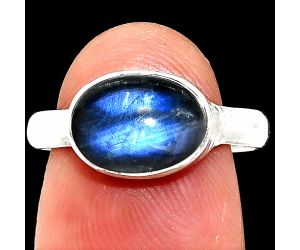 Blue Fire Labradorite Ring size-8 SDR237439 R-1057, 8x11 mm