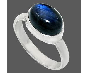 Blue Fire Labradorite Ring size-8 SDR237439 R-1057, 8x11 mm