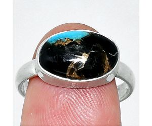 Shell In Black Blue Turquoise Ring size-8.5 SDR237455 R-1057, 9x13 mm