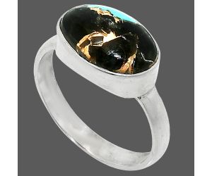 Shell In Black Blue Turquoise Ring size-8.5 SDR237455 R-1057, 9x13 mm