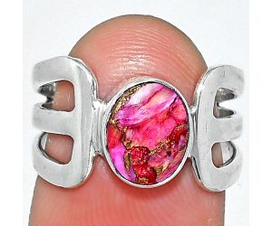 Kingman Pink Dahlia Turquoise Ring size-7 SDR237480 R-1162, 7x9 mm