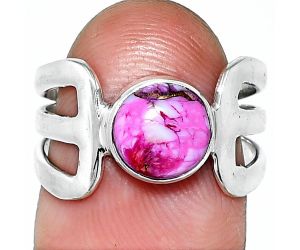 Kingman Pink Dahlia Turquoise Ring size-7 SDR237493 R-1162, 8x8 mm