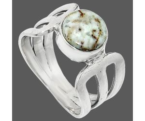 Authentic White Buffalo Turquoise Nevada Ring size-7 SDR237507 R-1162, 8x8 mm