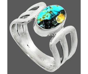 Lucky Charm Tibetan Turquoise Ring size-8 SDR237517 R-1162, 7x10 mm