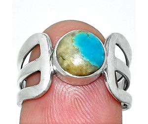Natural Rare Turquoise Nevada Aztec Mt Ring size-7 SDR237518 R-1162, 8x8 mm