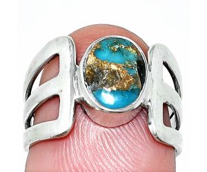 Shell In Black Blue Turquoise Ring size-6 SDR237523 R-1162, 7x9 mm