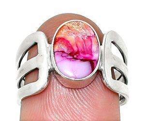 Kingman Pink Dahlia Turquoise Ring size-8 SDR237530 R-1162, 8x11 mm
