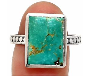 Natural Rare Turquoise Nevada Aztec Mt Ring size-9 SDR237552 R-1060, 10x14 mm