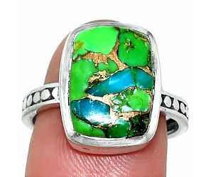 Blue Turquoise In Green Mohave Ring size-8 SDR237576 R-1060, 10x14 mm