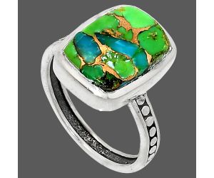 Blue Turquoise In Green Mohave Ring size-8 SDR237576 R-1060, 10x14 mm