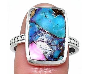 Kingman Pink Dahlia Turquoise Ring size-10 SDR237587 R-1060, 12x17 mm