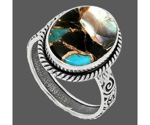 Copper Abalone Shell Ring size-9 SDR237620 R-1067, 12x16 mm