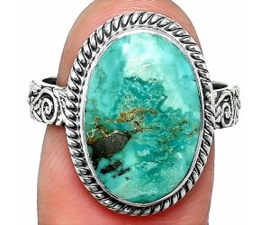 Natural Rare Turquoise Nevada Aztec Mt Ring size-9 SDR237646 R-1067, 11x17 mm